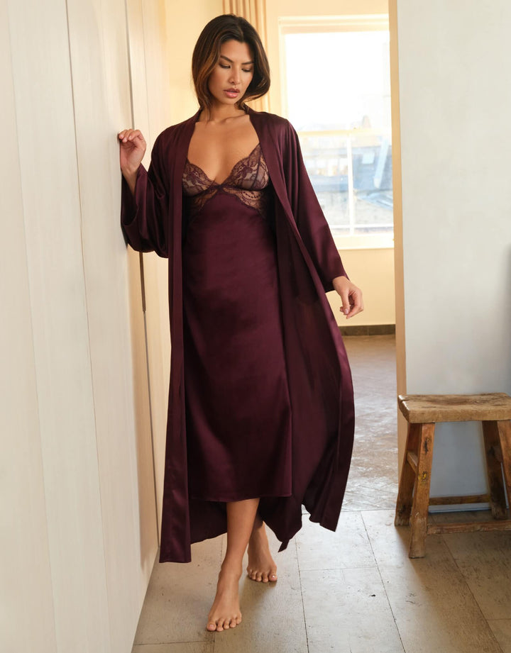 Fleur of England Eliza Long Robe Purple I Luxury European Lingerie