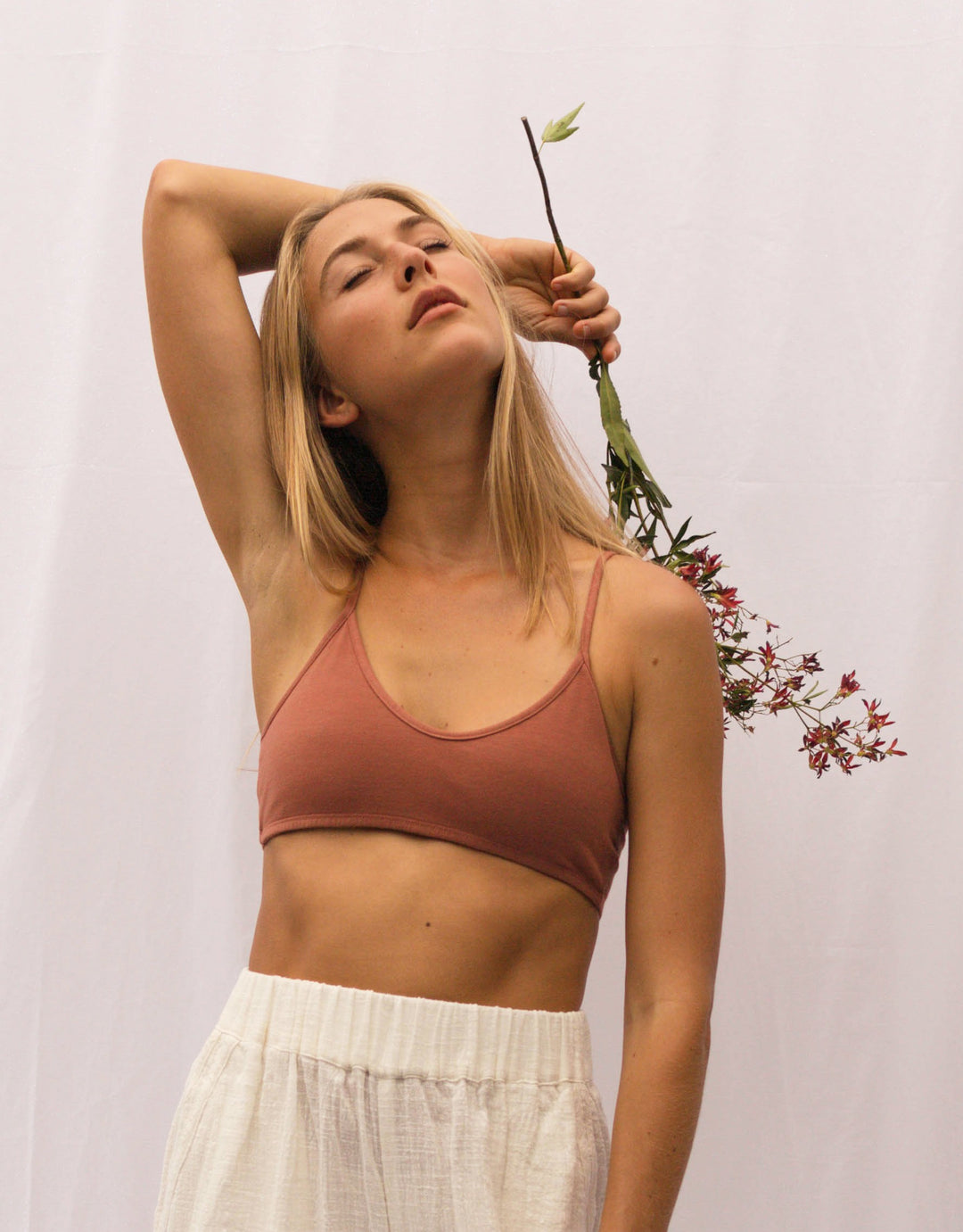 Franca Racerback Organic Cotton Bralette Removable Padding Copper