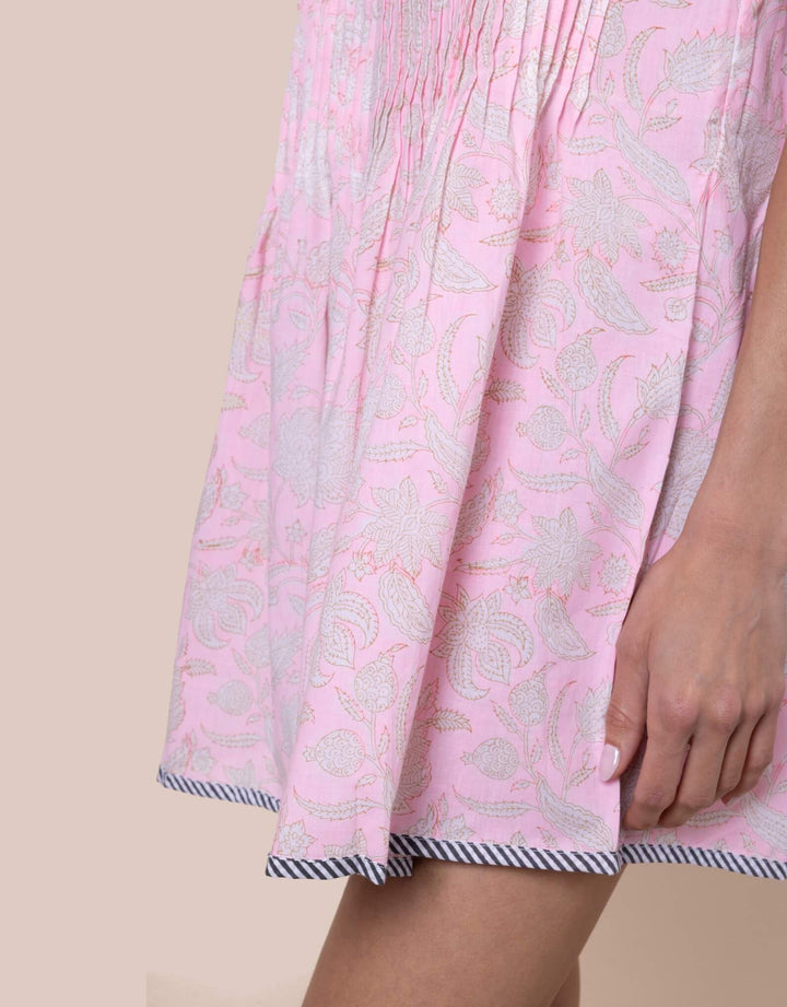 Juliet Dunn Pomegranate Block Print Pintuck Mini Dress