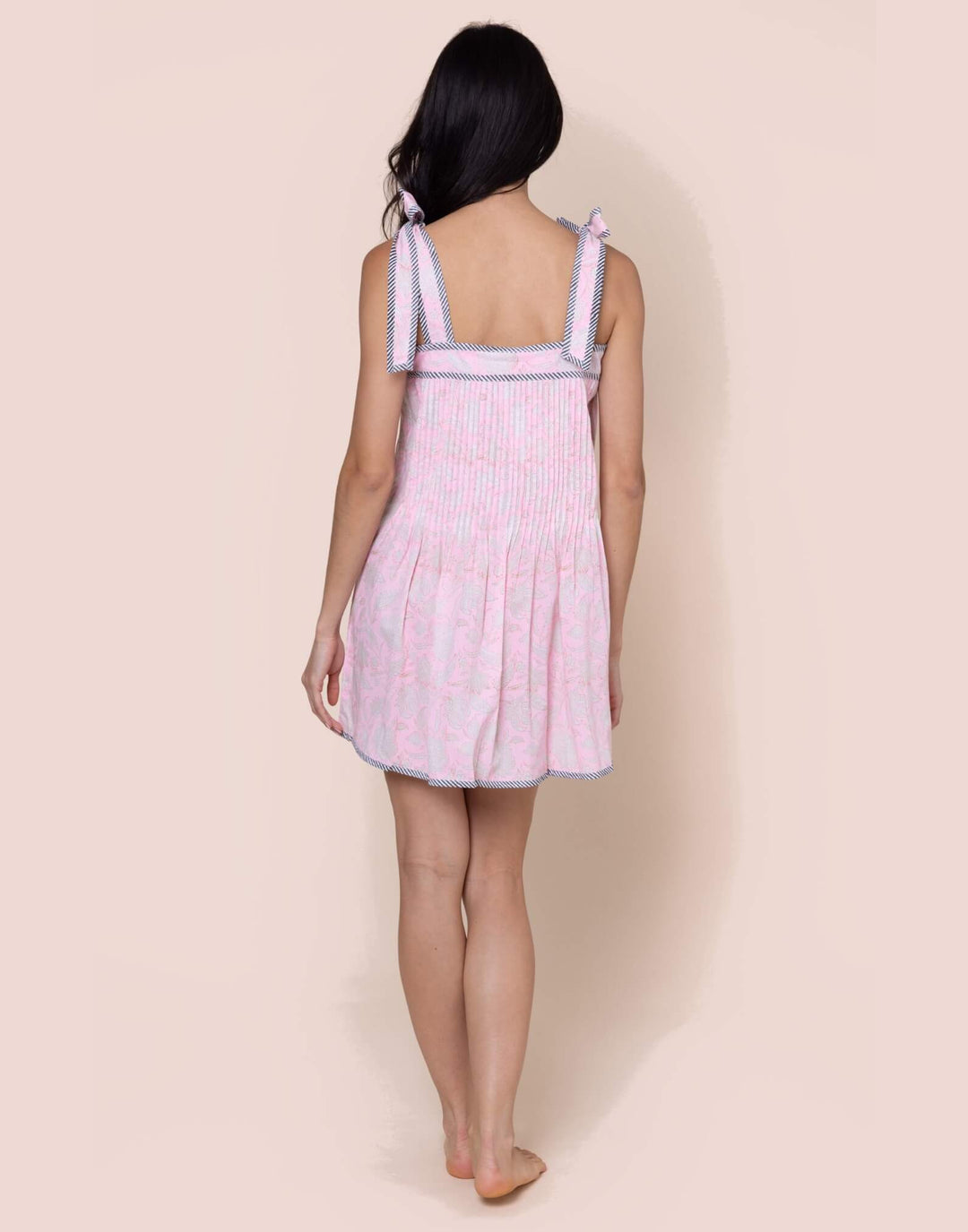 Juliet Dunn Pomegranate Block Print Pintuck Mini Dress