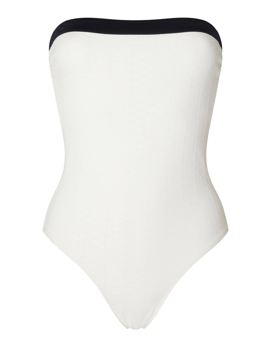 Kiohne Jade bandeau one-piece swimsuit in off-white jacquard with contrast trim