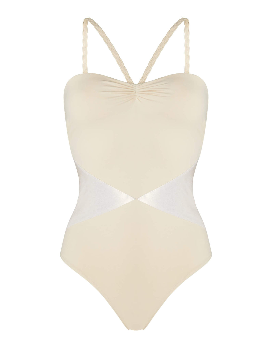 Kiohne Rhea one-piece swimsuit in stone with geometric colour-block waist panels