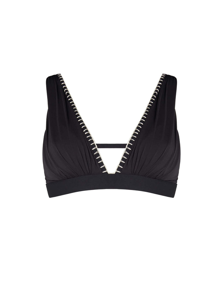 Kióhne Cel Embroidered Bikini Top in Black