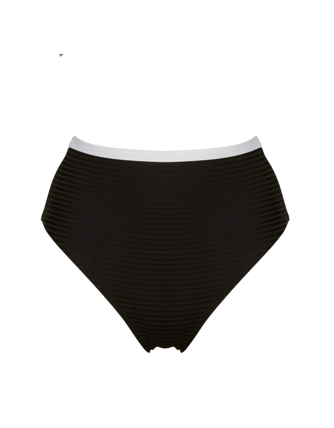 Kiohne CORA high-waist bikini bottoms in black with white contrast binding
