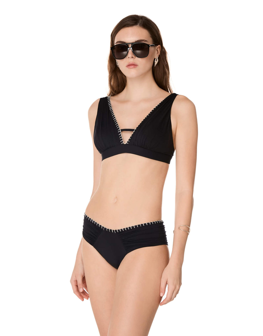 Kióhne Cel Halter Bikini top Miran Low-Rise Bikini Bottoms in Black