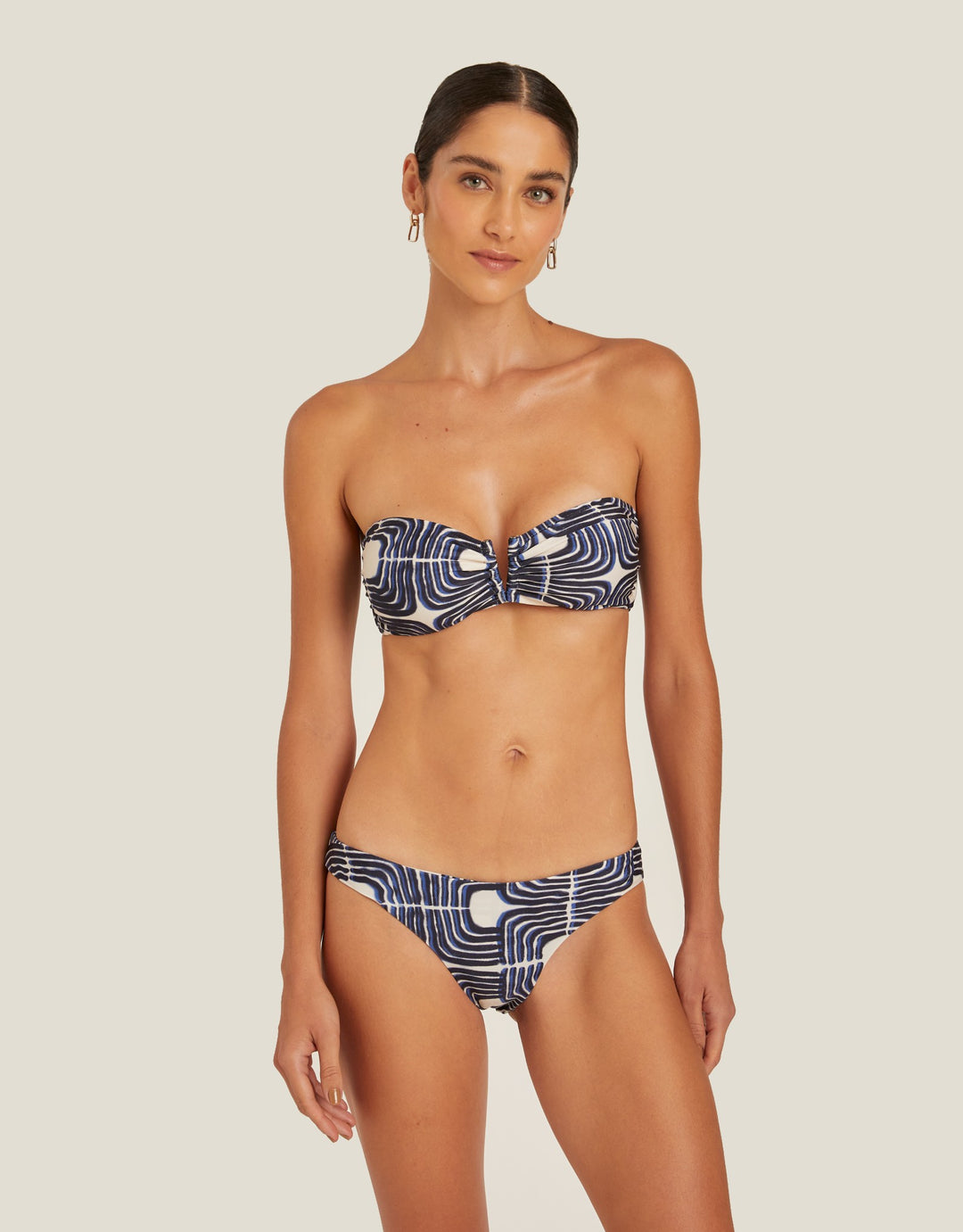 Lenny Niemeyer Bandeau Bikini Top Blue Paros Print