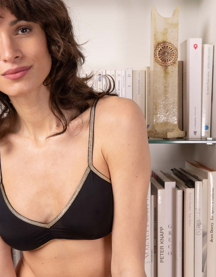 La Nouvelle Lingerie Georgia Wireless Bralette Black I French Lingerie