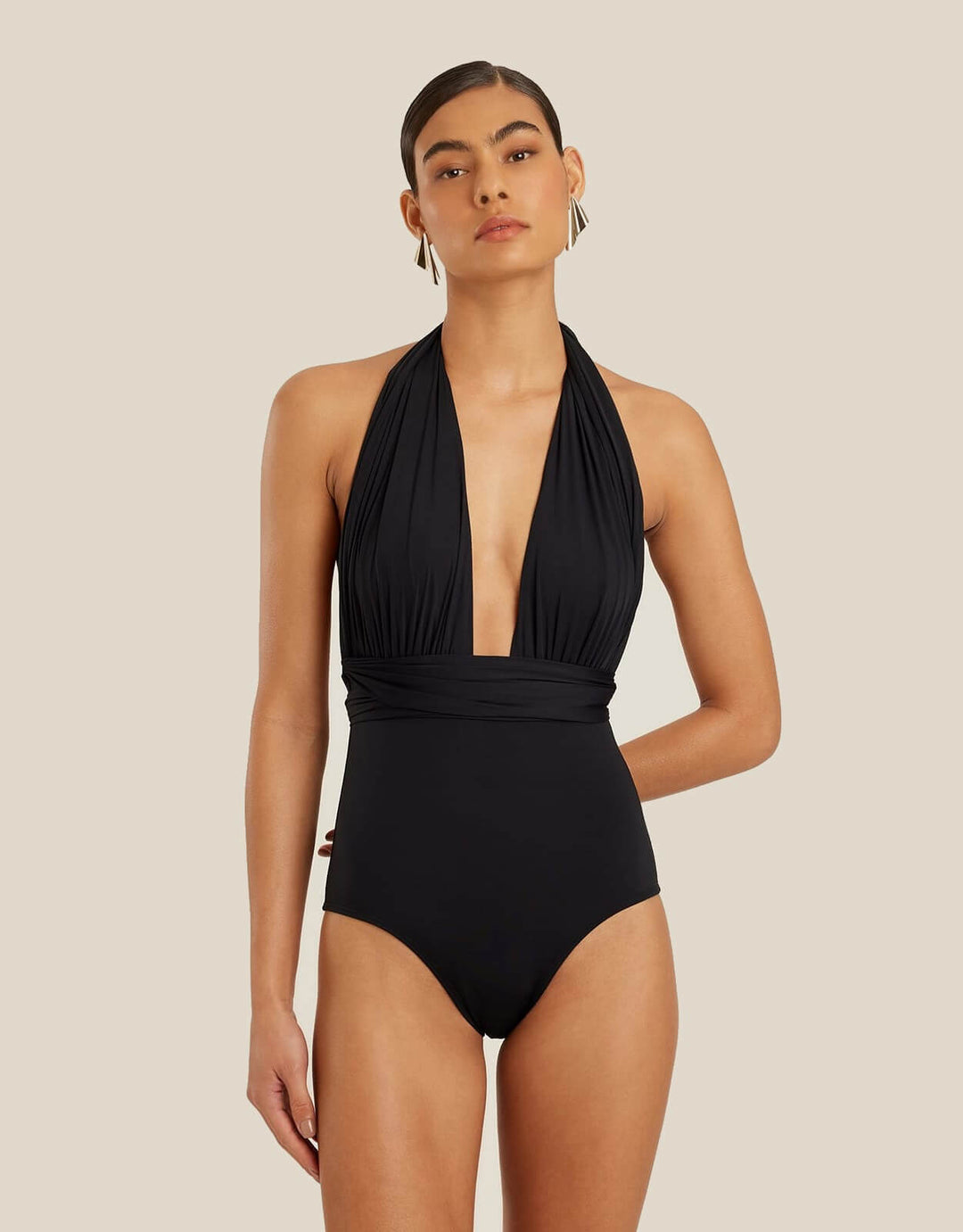 Lenny Niemeyer Chic Halter One Piece Swimsuit Black