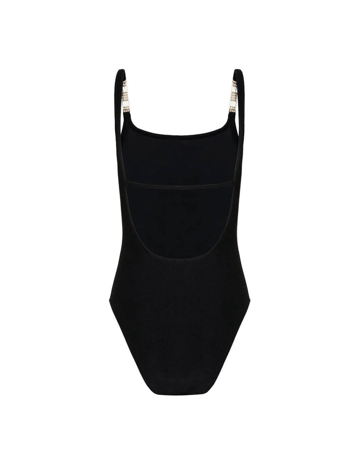 Lenny Niemeyer Black Detail Classic One Piece with gold chain straps