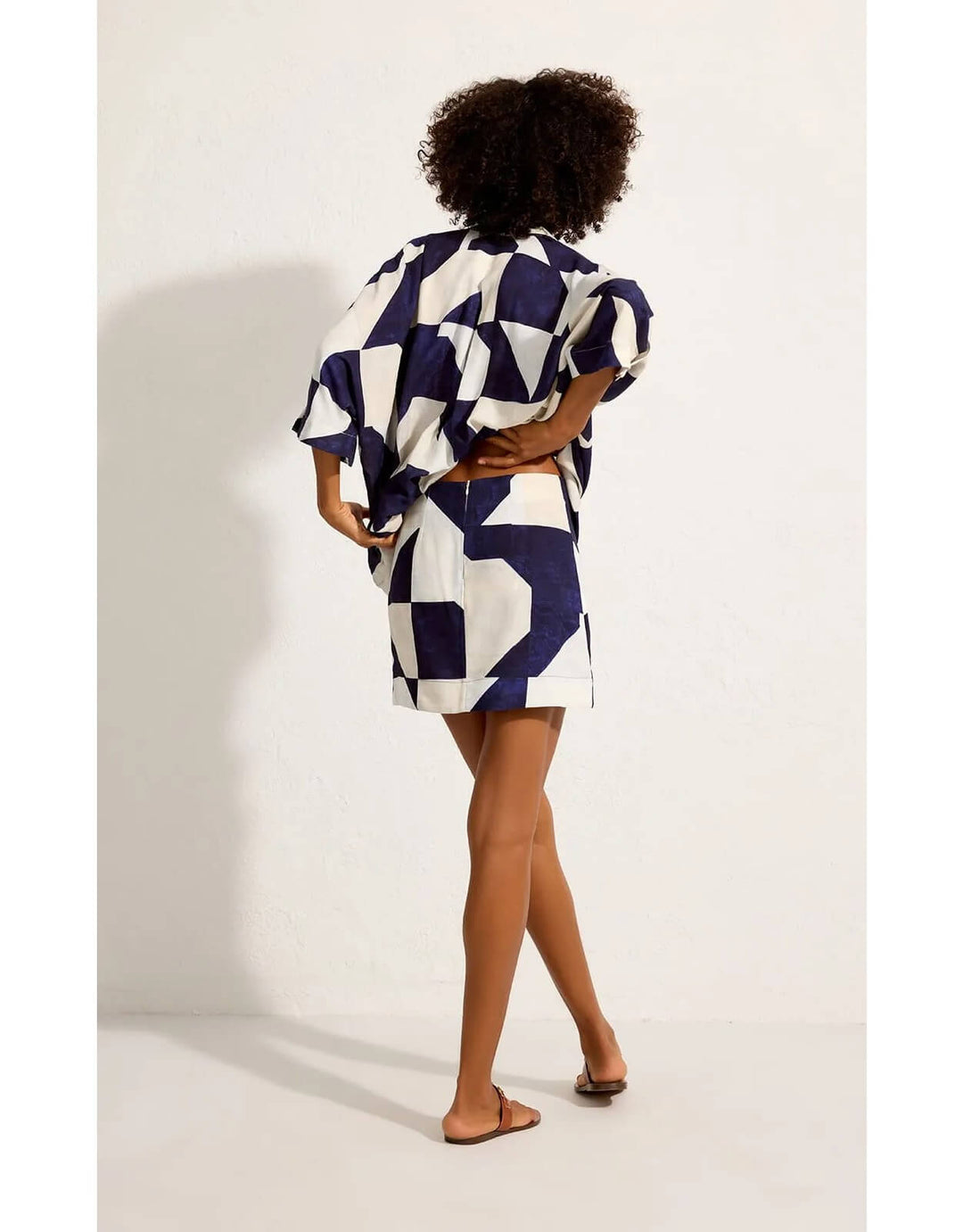 Lenny Niemeyer Blue Abstract Print mini skirt and oversize shirt