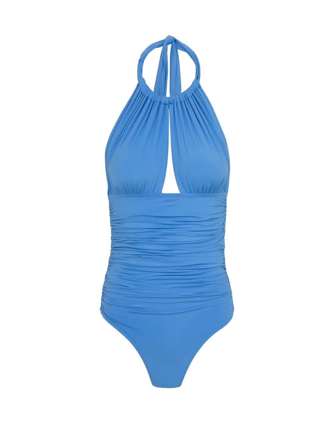 Lenny Niemeyer Ruched Halter One Piece Lake Blue – ghost front view