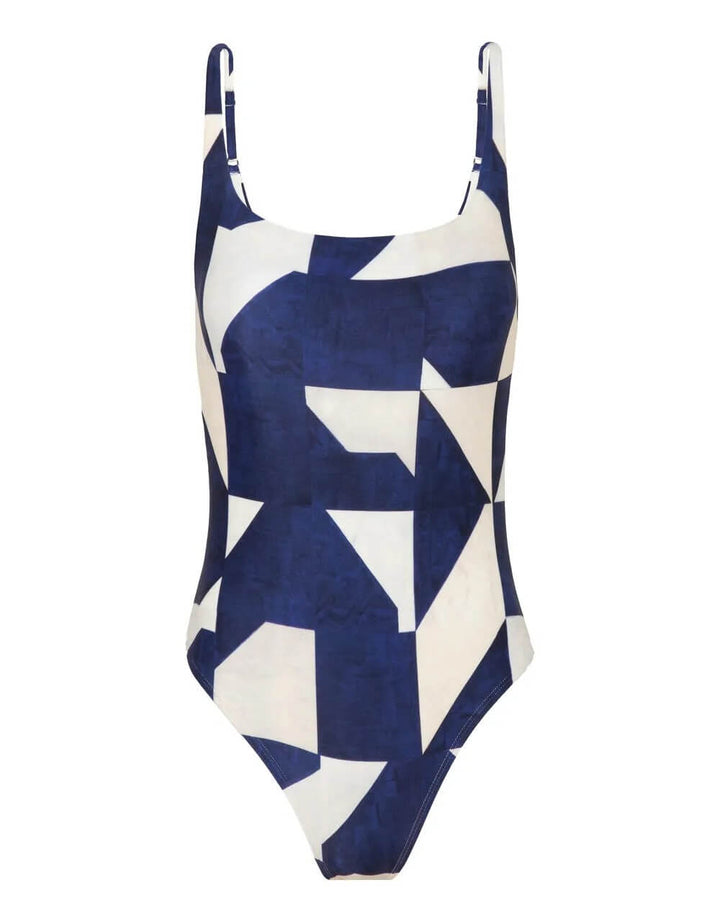 Lenny Niemeyer blue abstract print tank-style one piece swimsuit