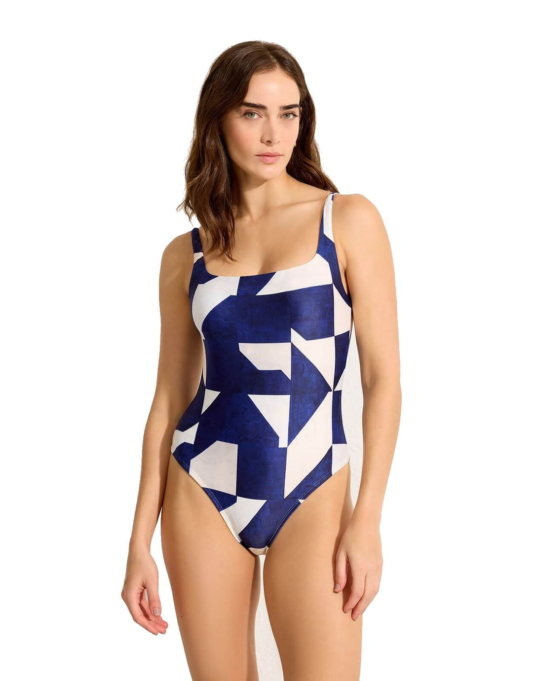 Lenny Niemeyer blue abstract print tank-style one piece swimsuit
