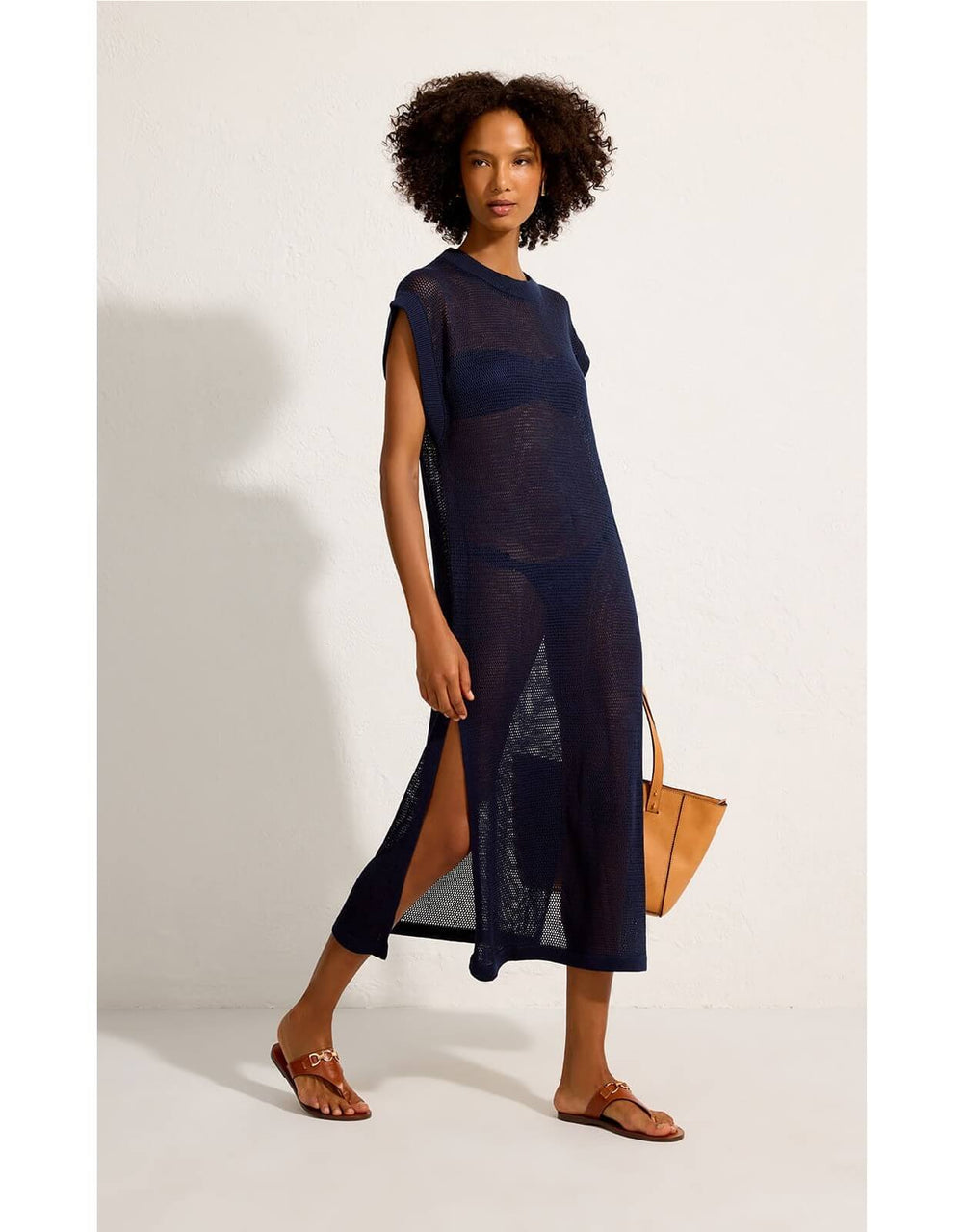 Lenny Niemeyer Tile Blue open-knit Tube Cover Up Dress
