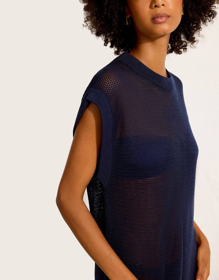 Lenny Niemeyer Tile Blue open-knit Tube Cover Up Dress