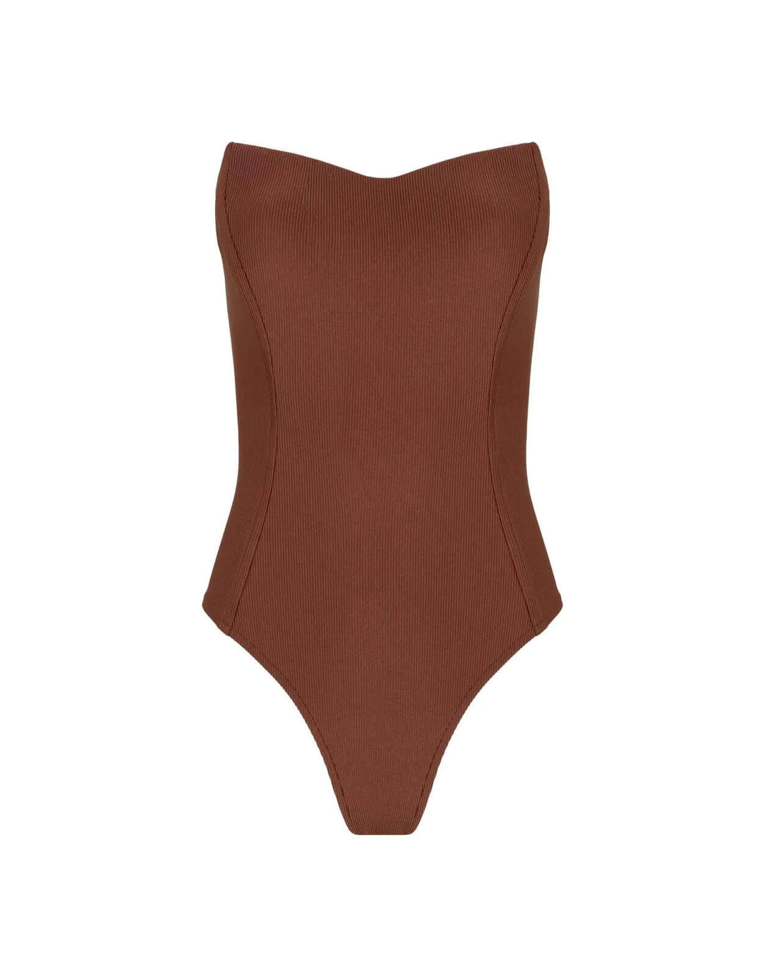 Lenny Niemeyer Cappuccino Brown textured bandeau one piece swimsuit