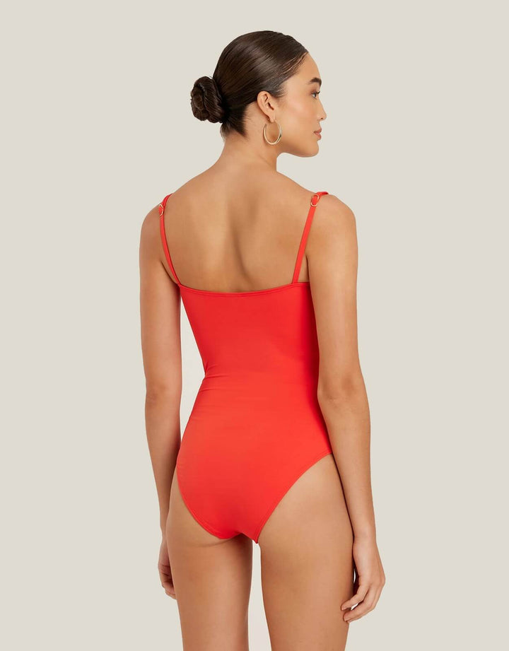 Lenny Niemeyer Gold Chain Strap One Piece Swimsuit Watermelon Red