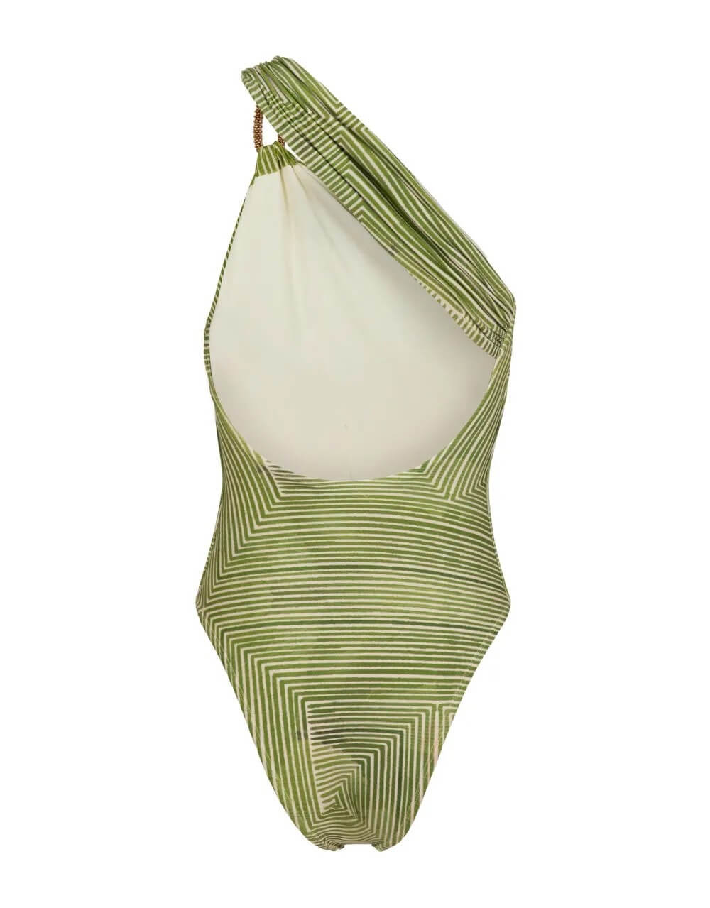 Lenny Niemeyer green Labyrinth print one-shoulder swimsuit