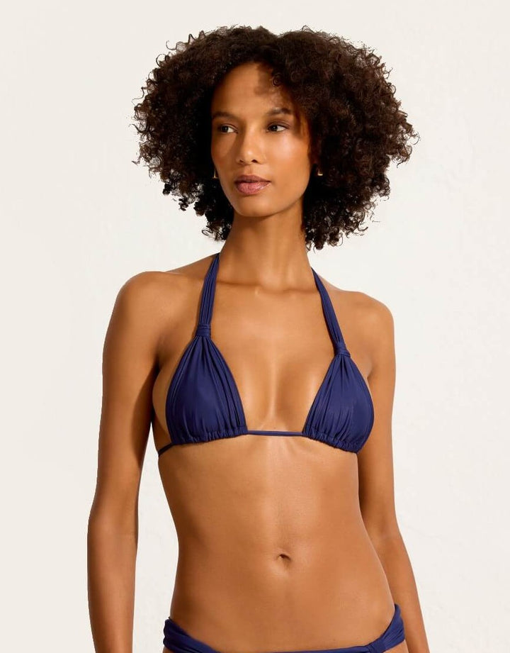 Adjustable Halter Bikini Top Tile Blue