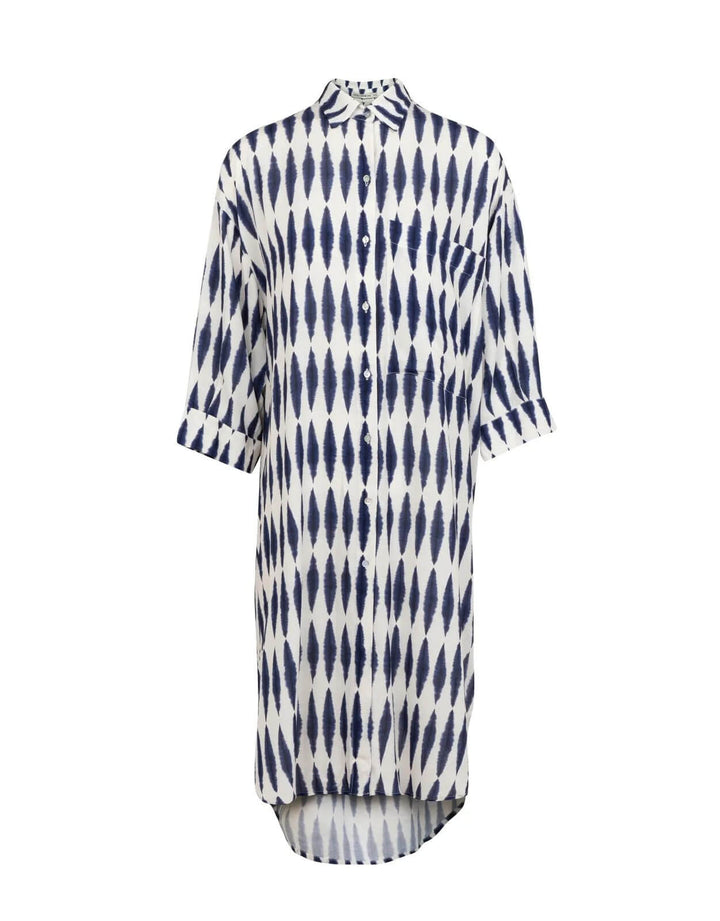 Lenny Niemeyer blue Formentera tie-dye linen viscose midi shirt dress