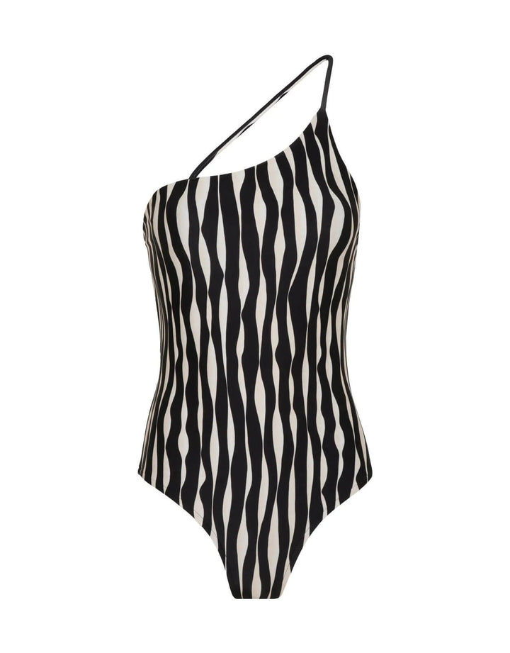 One Shoulder Strapy One Piece Waves