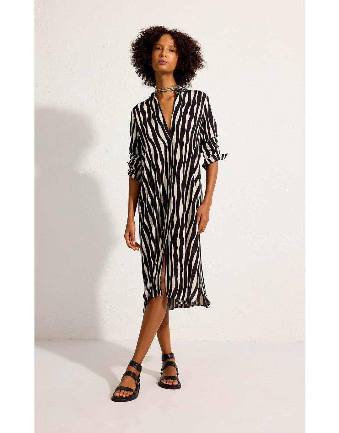 Lenny Niemeyer Waves Print Midi Shirt Dress
