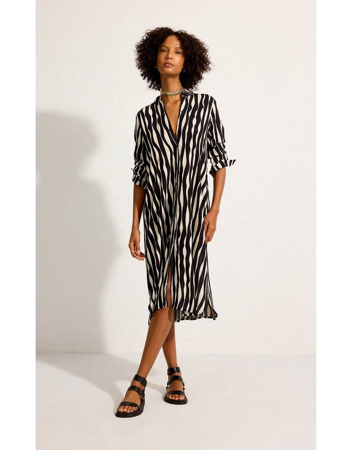 Lenny Niemeyer Waves Print Midi Shirt Dress