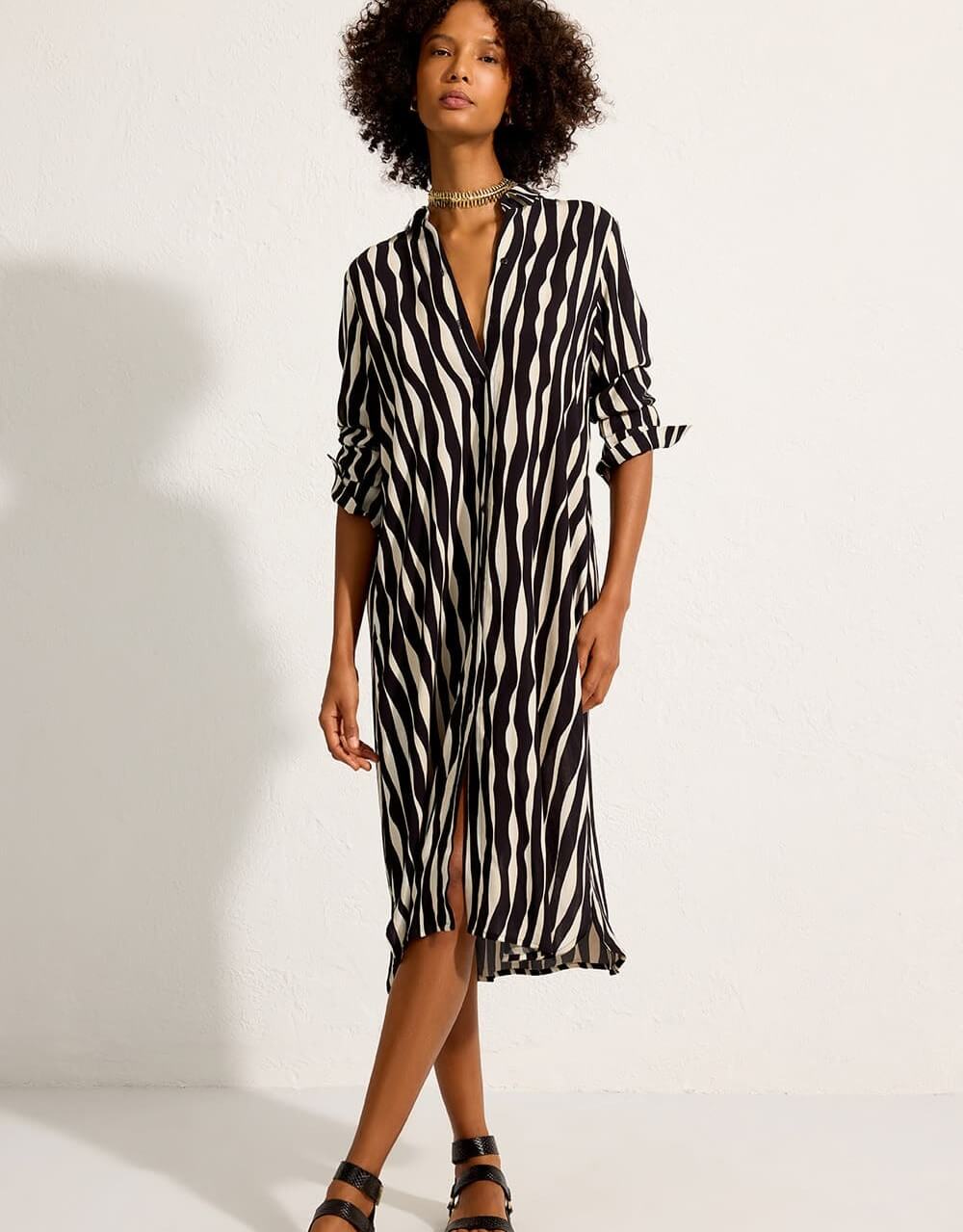Lenny Niemeyer Waves Print Midi Shirt Dress