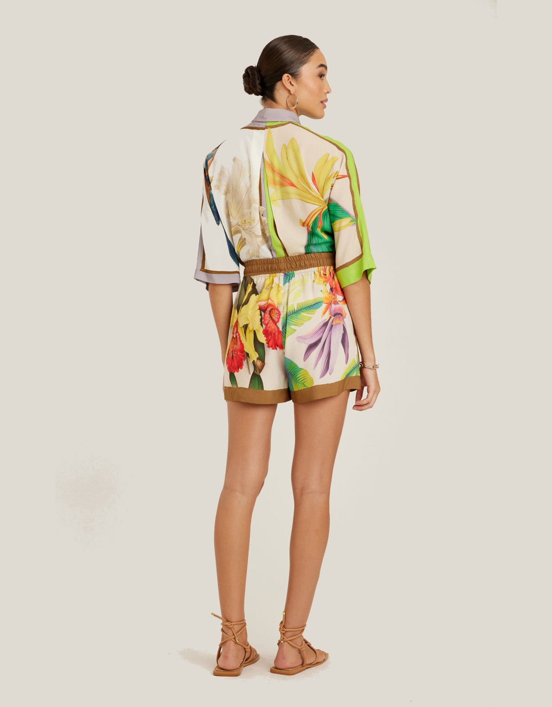 Lenny Niemeyer Short Sleeve Shirt Floral Carres Print Womens Beachwear