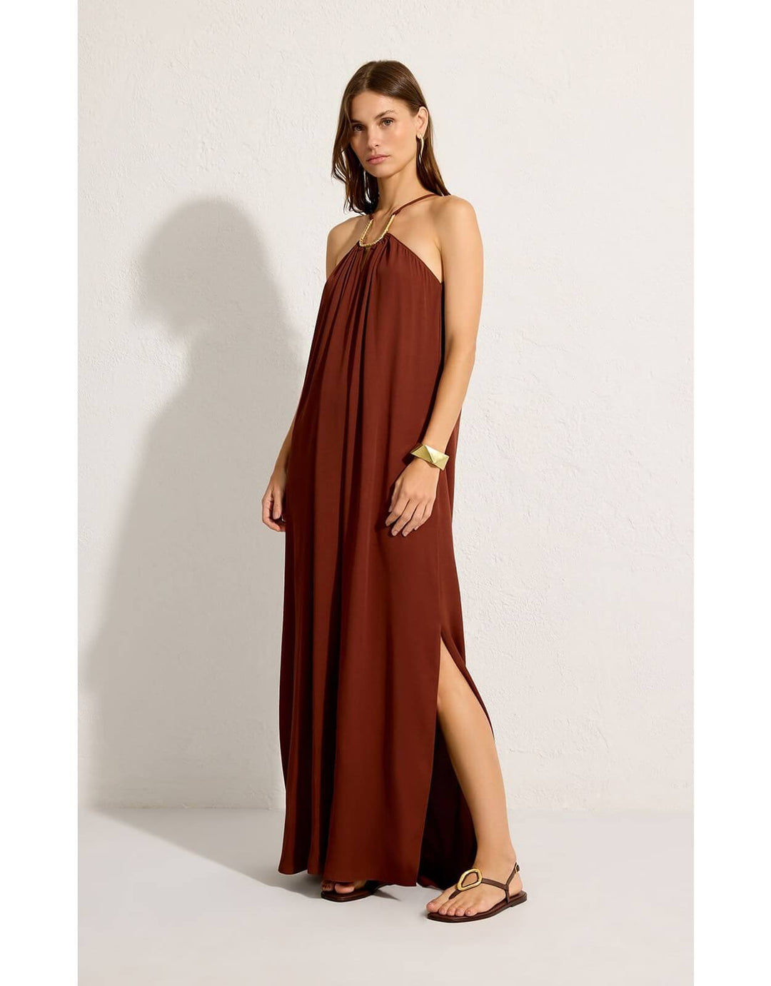 Lenny Niemeyer Cappuccino Brown Square Detail Long Dress