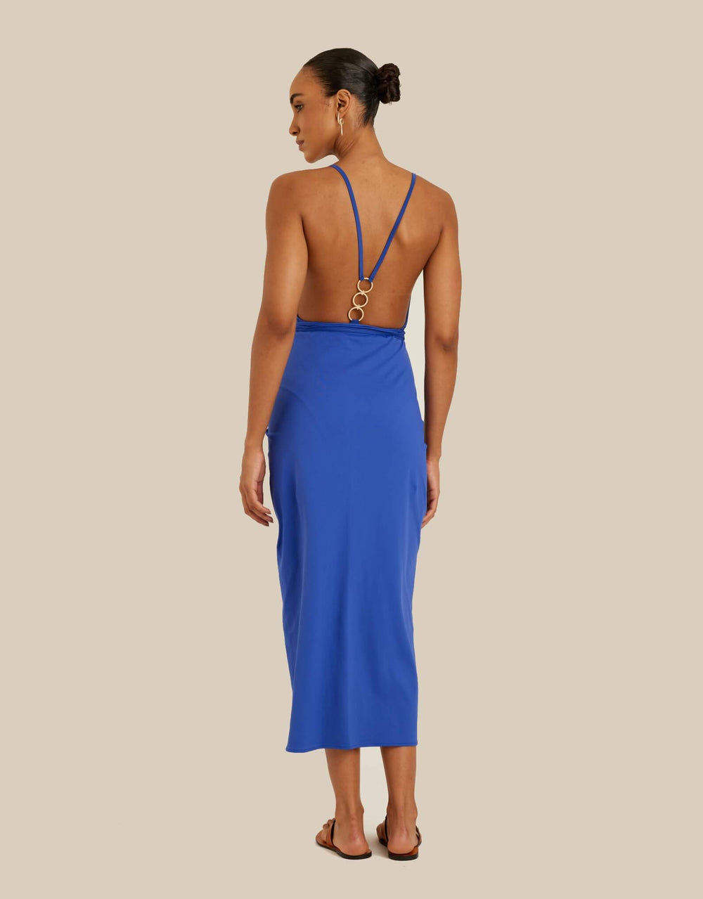 Ultramarine sarong with long ties, made from recycled Lycra by Lenny Niemeyer.