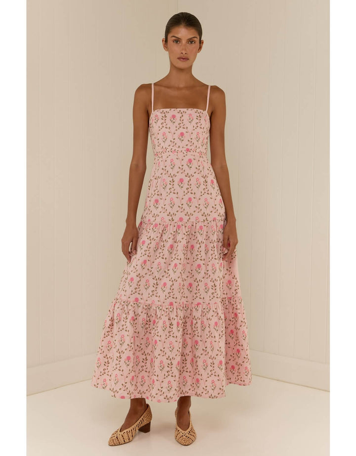 Palm Noosa Kira Maxi Dress Luxembourg Tile embroidered pink maxi dress