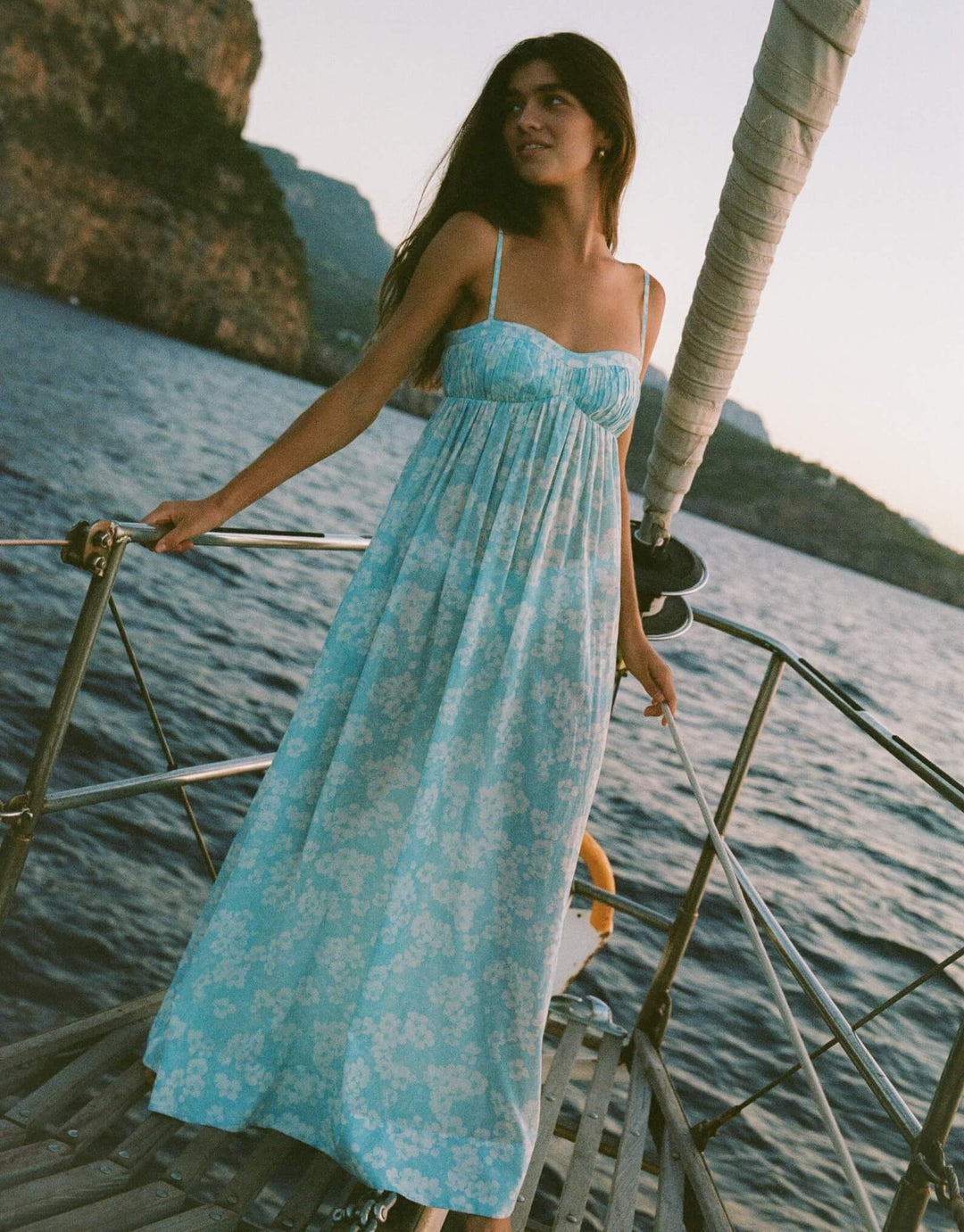 Peony Everlasting Maxi Dress in Paper Daisy cotton gauze maxi dress with ruched bust detail