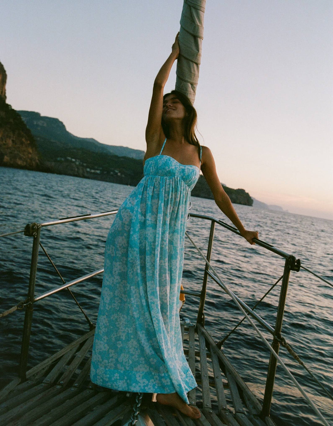 Peony Everlasting Maxi Dress in Paper Daisy cotton gauze maxi dress with ruched bust detail