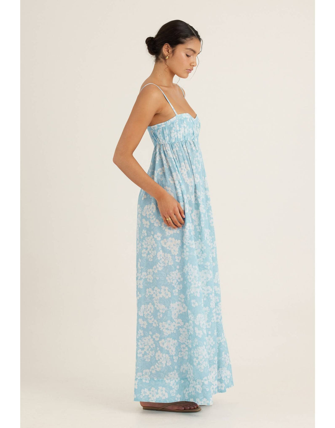 Peony Everlasting Maxi Dress in Paper Daisy cotton gauze maxi dress with ruched bust detail