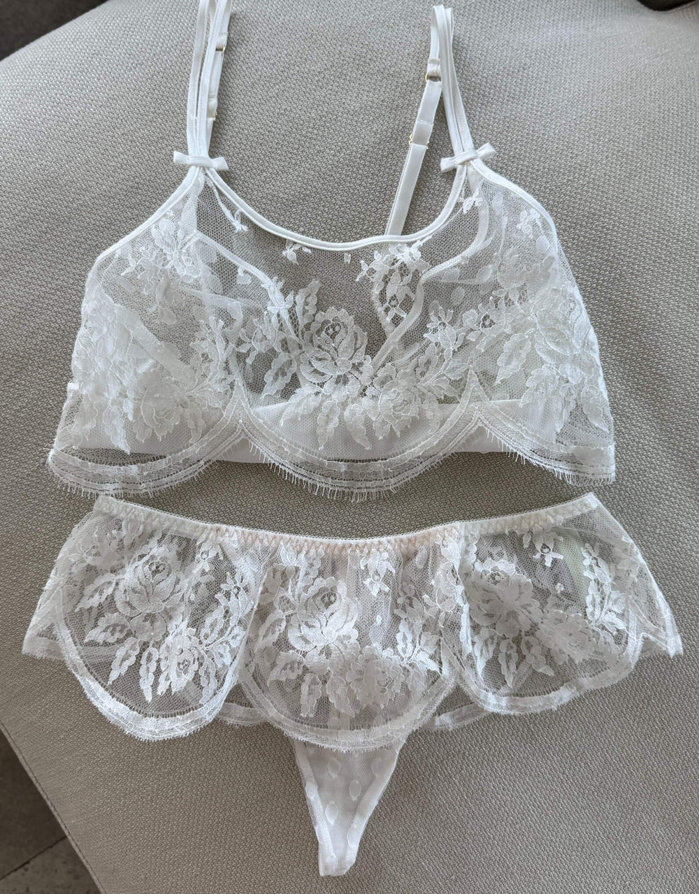 Shel Belle Couture Iris Ruffle Boudoir Bra Ivory 