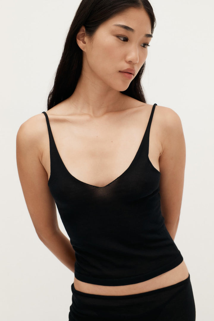 Sheer Knit Cami Black