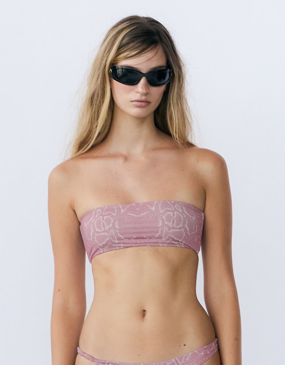 Ziah Twisted Bandeau Top mauve python — front view
