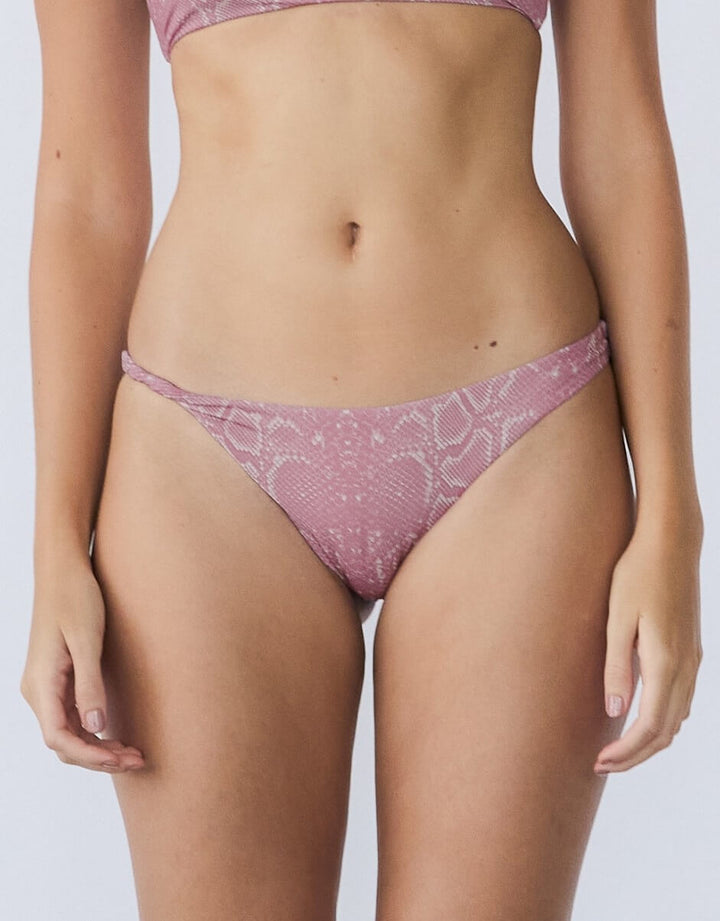 Ziah Twisted Side Bottom mauve python — front view
