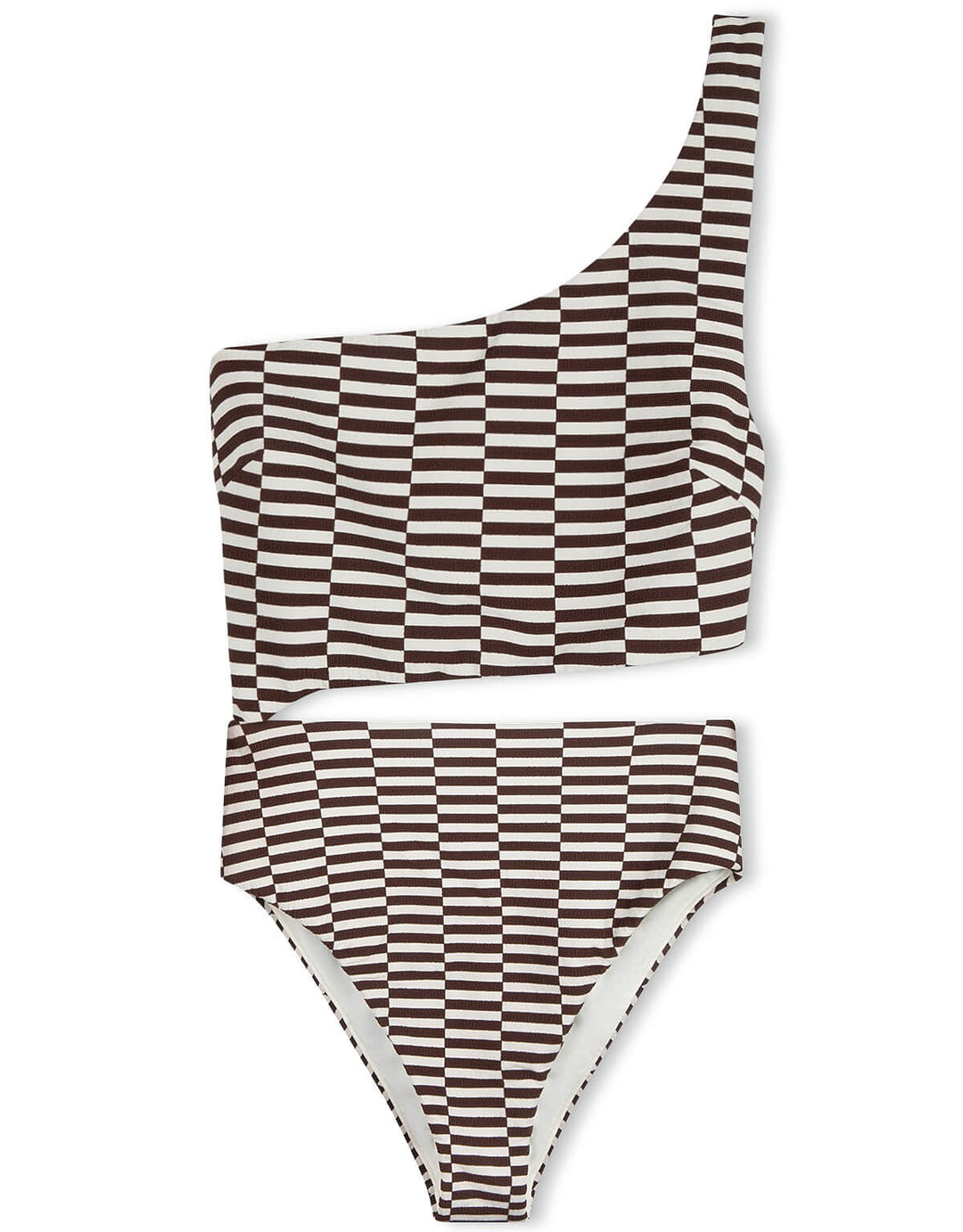 Cocoa Grid Textured One Piece