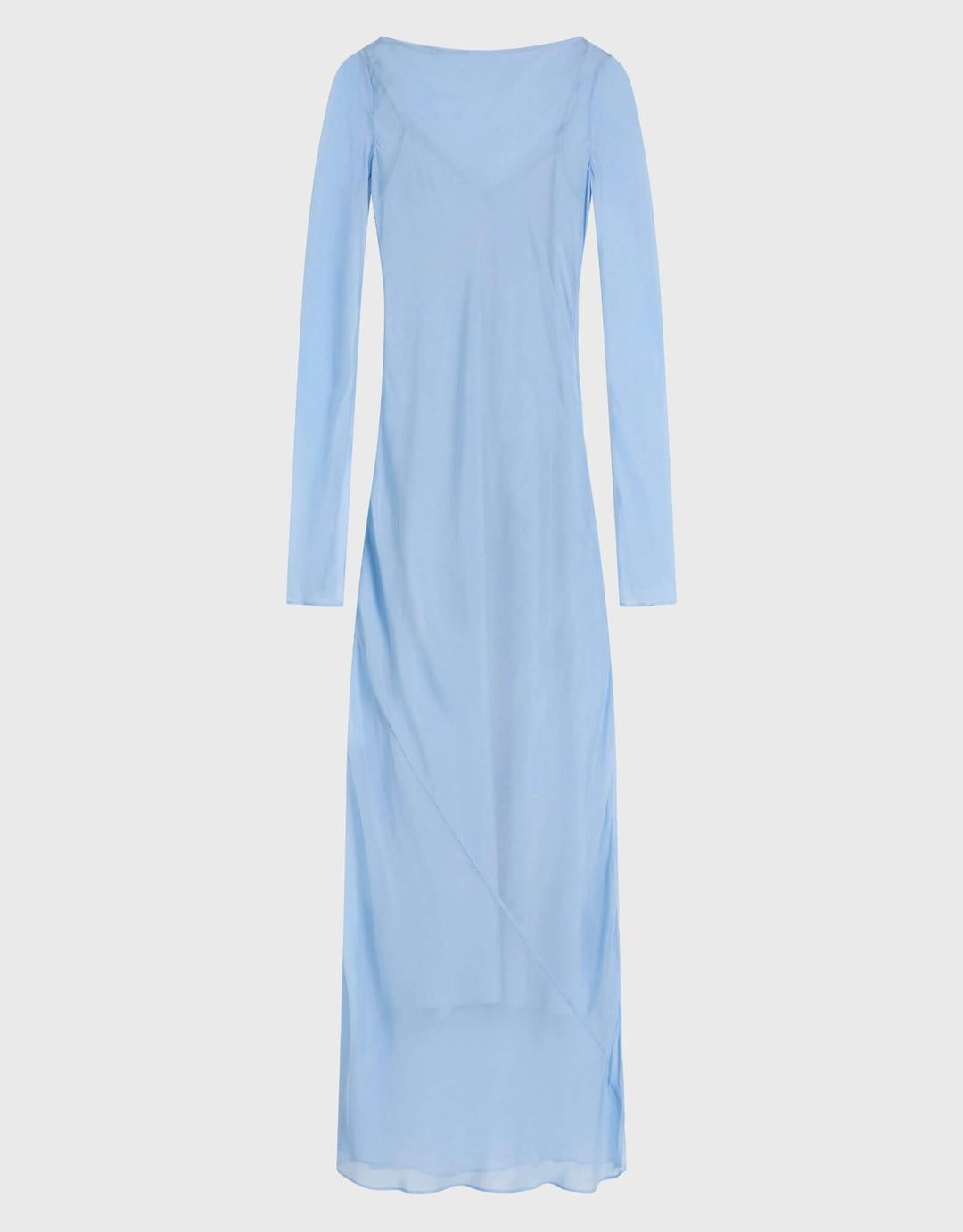 Bondi Born Capri Silk Bias Long Dress sky blue silk dress — garment flat lay