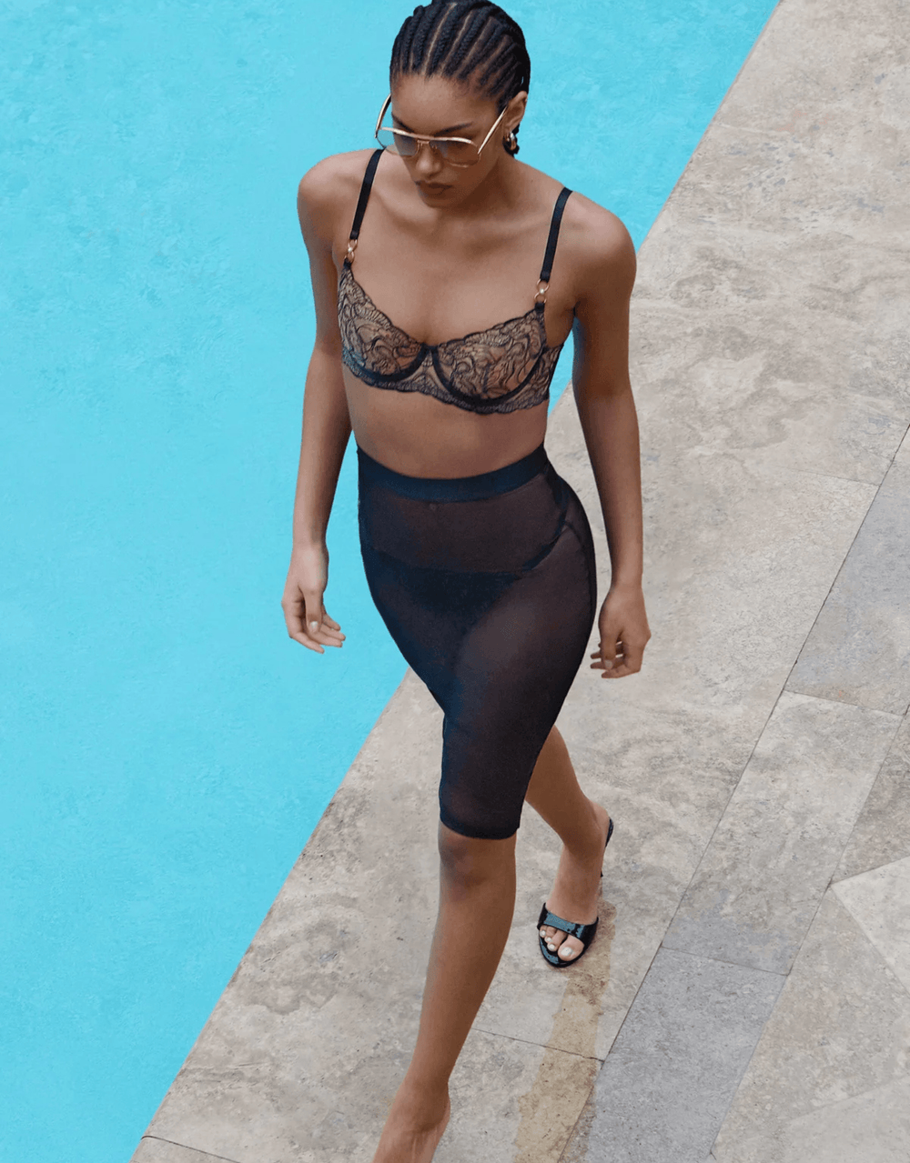 Bordelle Pearl Balconette Wire Bra Black — lifestyle view
