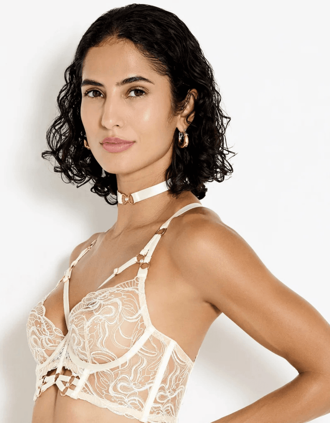 Bordelle Pearl Cream collar, bra  — side view