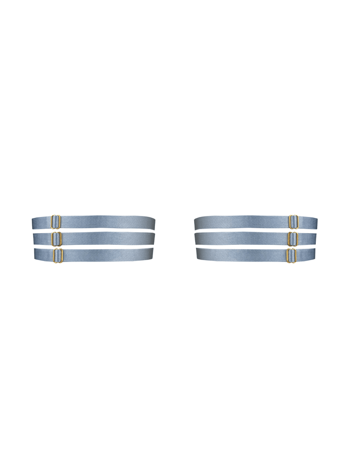 Bordelle Pearl Garters dusty blue — hardware detail