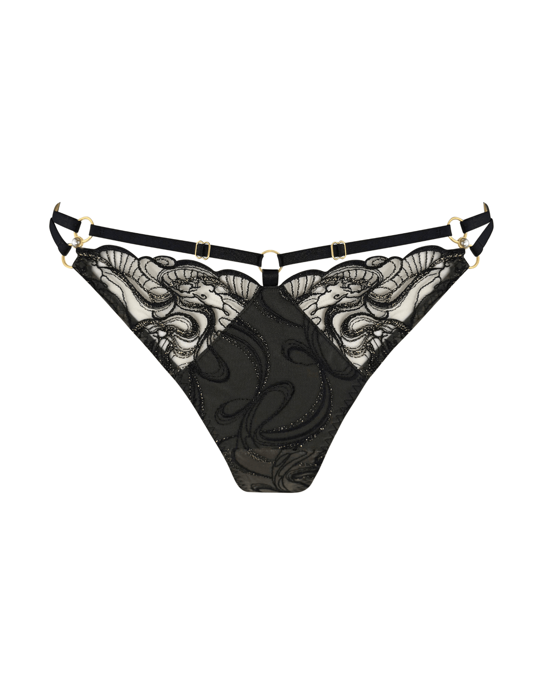 Bordelle Pearl Strap Thong Black — product detail