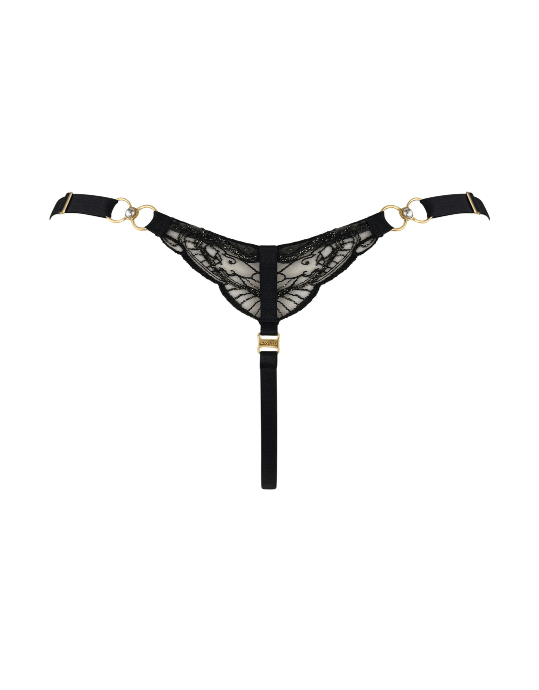 Bordelle Pearl Strap Thong Black — strap detail