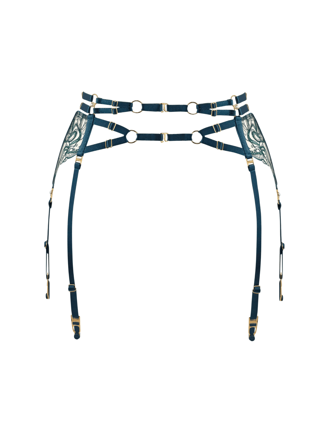 Bordelle Pearl Suspender teal — back detail