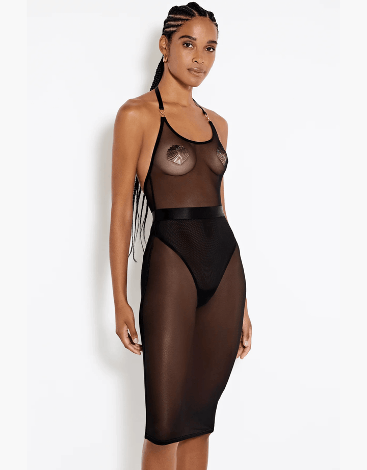 Bordelle Zenna Mesh Pencil Skirt black  — side view