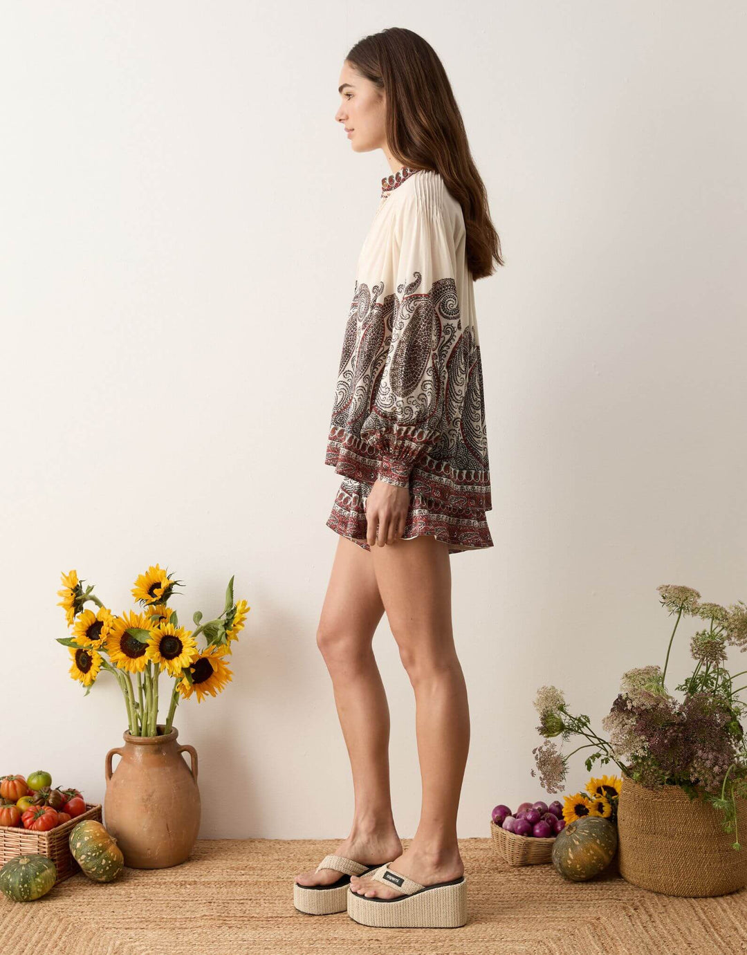Boteh Cassia swing blouse madder — side view
