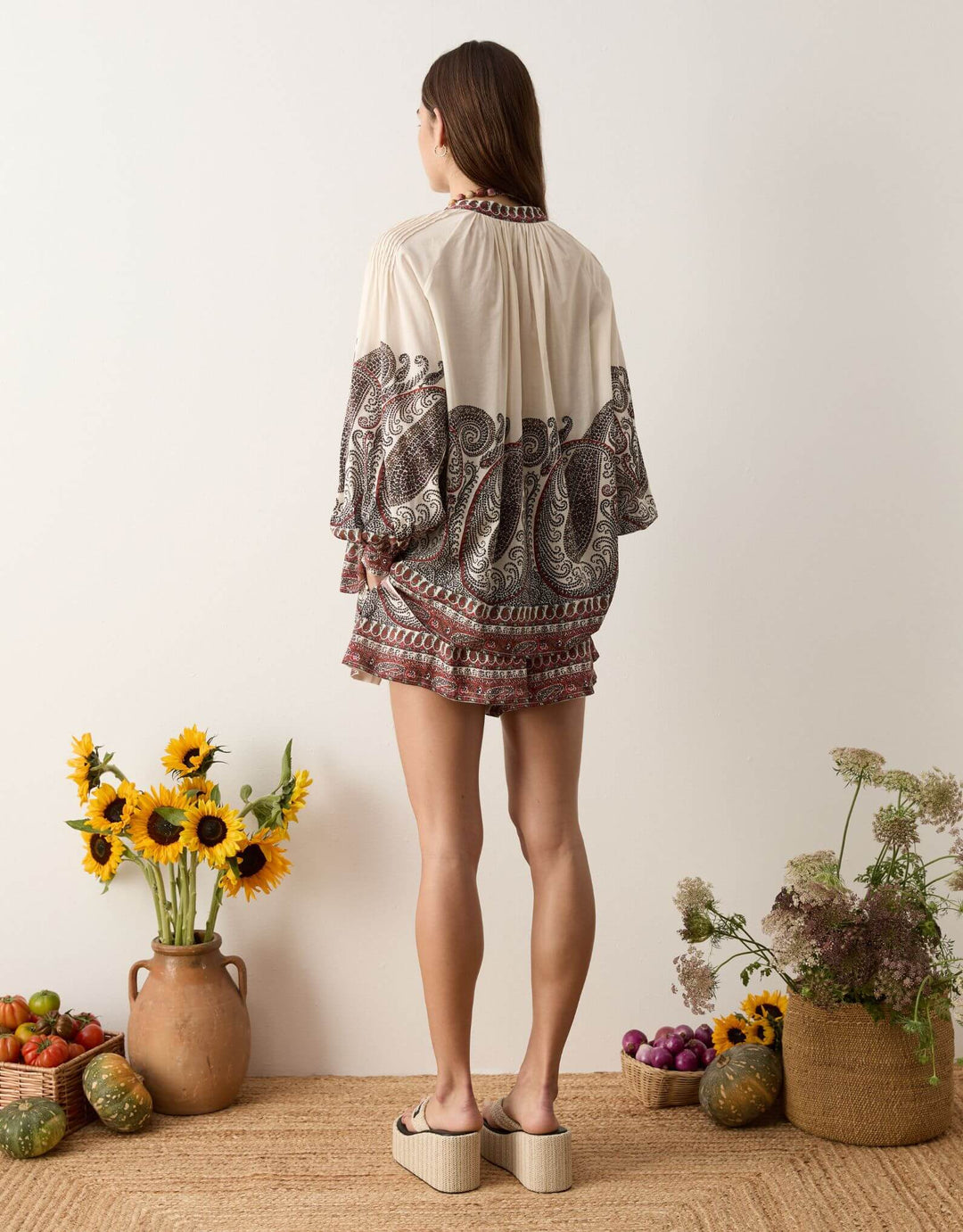Boteh Cassia swing blouse madder — back view
